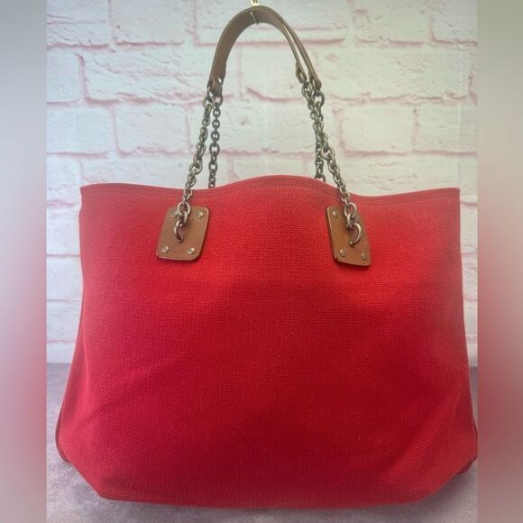 Bottega Veneta Large Red Canvas Chain Tote - Picture 1 of 11